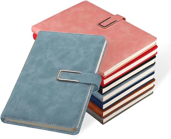 Lined Journal the Notebook - A5 Note Book Hardcover Notepad 200 Pages for Writing Leather Hardcover for Women Men Work Office School Journal Notebook 14.5 x 21.2cm (Brown Azure Grey Black)