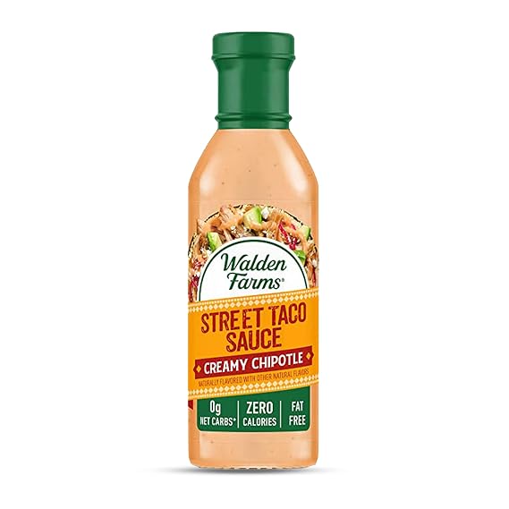 Walden Farms Street Taco Sauce Creamy Chipotle Calorie-Free, Gluten-Free, Low Carb, Keto-Friendly, Sugar-Free, Smoky Chipotle Flavor 12 oz Bottle