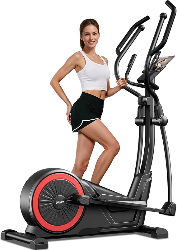 Elliptical Exercise Machine with 16"&17'' Stride & Heart Rate Grips,Ultra Silent Magnetic Elliptical Machine for Home with 16 Levels Resistance and LCD Monitor,400 LBS Weight Capacity