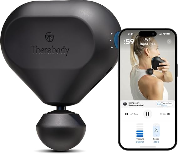 TheraGun Therabody Mini (2nd Generation) - Handheld Deep Tissue Percussion Massage Gun & Compact Personal Massager for On-The-Go, Portable Muscle Pain Relief in Neck, Back, Leg, Hand,Shoulder (Black) | Ultra-Portable Percussion Massager for Recovery Anytime, Anywhere | 3-Speed, Simple 1-Button Control, Muscle & Tension Relief