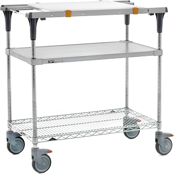 Metro PrepMate Multifunctional Kitchen Prep Table - NSF Listed - Choose-Your-Height Food Prep Table with Cutting Board and Solid and Wire Undershelves - 32 L x 19.375" W x 39.125" H