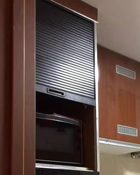 ZIMGOD Black Tambour Door for Kitchen Cabinet, Roll up Sliding Door, ABS Folding Gate for Closet Cupboard(60x50cm (23.6x19.7))