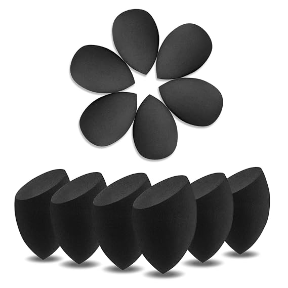 Wiko 12 Pcs Makeup Sponges Black for Foundation 0% Latex Blending Sponge