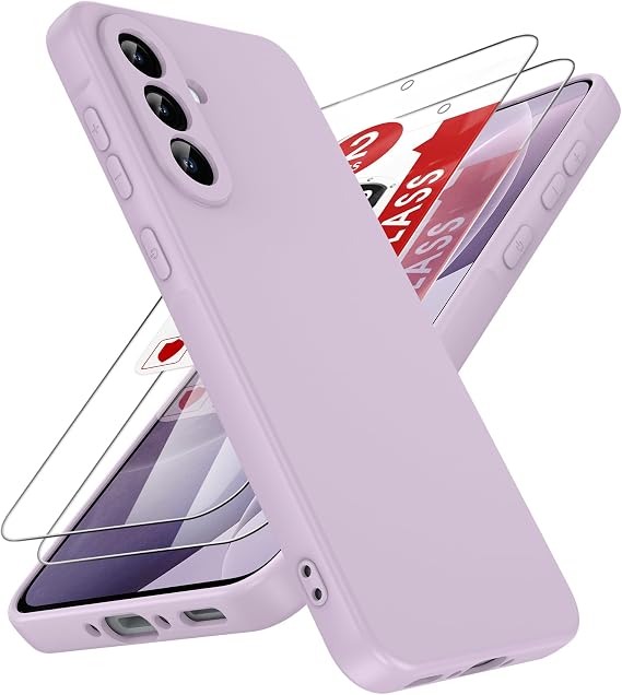 LeYi for A36-Samsung-Case: Samsung A36 5G Case with 2 Pack Tempered Glass Screen Protector, Soft Liquid Silicone Shockproof Anti-Scratch Phone Case for Galaxy 36A, Purple