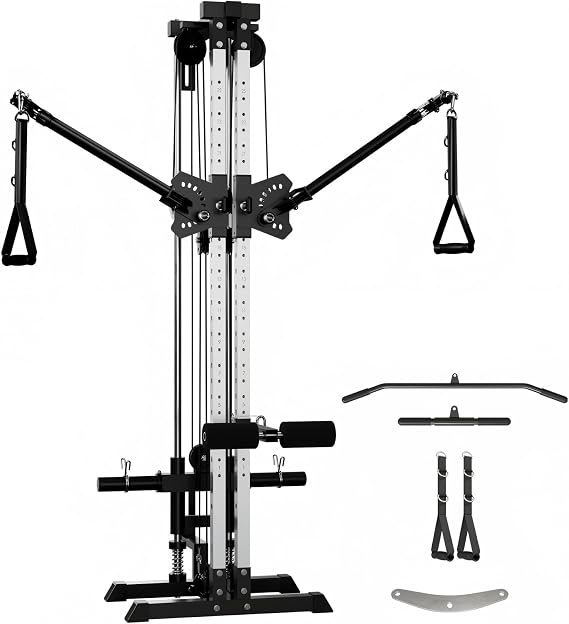 GMWD Cable Machine Home Gym, Wall Mount Functional Trainer with Dual Swivel Arms and 22 Adjustable Positions, All-in-One Cable Crossover Machine for Home