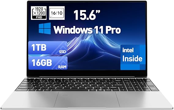 2025 Latest Laptop 15.6'' Compatible with Windows 11, 16GB RAM 1TB SSD, Quad Core Processor N5095(up to 2.9GHz), 1080P Full HD Display, Backlit Keyboard, Webcam, USB3.2 Gen1, Mini-HDMI, WiFi5, BT5