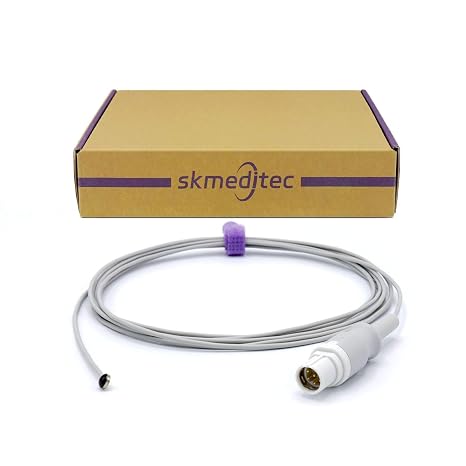 skmeditec 9.8FT Temperature Probe Compatible with Draeger, Reusable Child Skin Sensor Cable with 7 Pins Round Connector