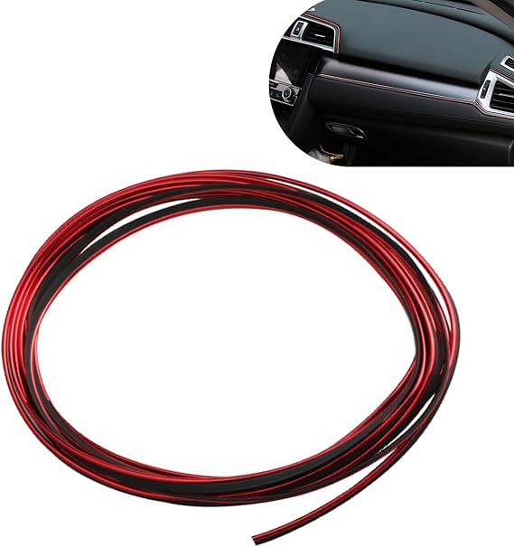 Electroplated Car Interior Trim Strip, 32.8ft Flexible DIY Dashboard & Door Molding Insert with Installation Tool, Car Interior Filler Insert Strips, Universal Fit for Most Vehicles (Red)