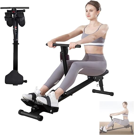 Rowing Machine, Rowing Exercise Equipment, 12 Adjustable Load Levels, Muscle Training, Cardio Exercise, Foldable, Boating, Training Machine, Load Capacity 330.7 lbs 150 kg, Easy Assembly
