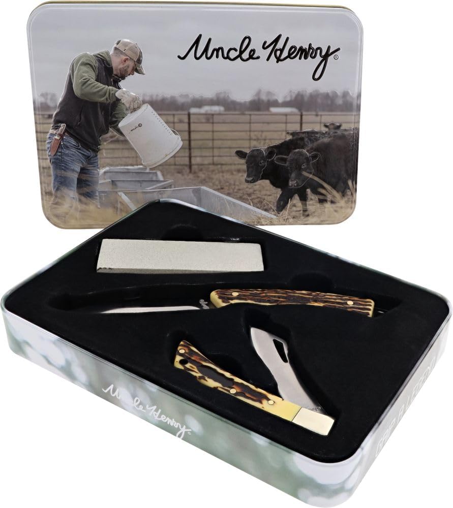 Uncle Henry, Schrade FixedFolder Stone-Stag