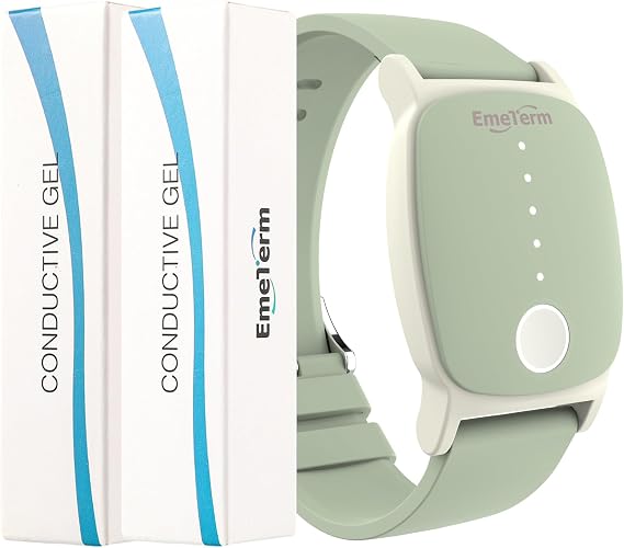EmeTerm Explore FDA-cleared Anti-Nausea Wristband IP67 Waterproof Morning Motion Travel Sickness Relief Classic Strap Design (Mint Green-Extra 2pack Conductive Gel)