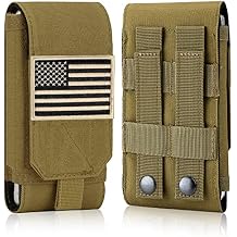 Tactical Molle Phone Cover Case, Heavy Duty Loop Belt Holster Pouch with Flag Patch for iPhone 17 Pro Max/Air/17 Pro/17/16 Pro Max/15 Pro Max/14 Pro Max/13 Pro Max, for Galaxy S26 Ultra
