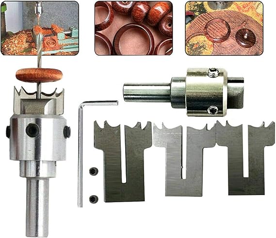 Wooden Thick Ring Maker Set Steel Wood Bead Drill Bit Household DIY Tools for Making Personalized Wooden Rings and Jewelry (Silver)