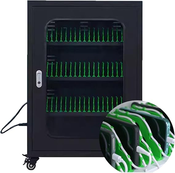Cell Phone Charging Stations, Mobile Phone Locker with Universal Wheels, USB Charging Phone Storage Box for Shopping Mall Restaurant Cafe Airport,60slots