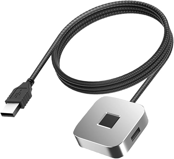 Fockety USB Fingerprint Reader, Portable Biometric Fingerprint Scanner, 360 Degree Touch Speedy Matching Security Key, USB Finger Print Logger for 10 11 PC Laptops Computer (Silver)