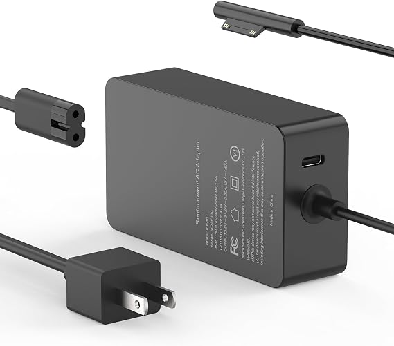 Surface Pro Charger for Microsoft Surface Pro 9, 8, 7+, 7, 6, 5, 4, X, Windows Surface Laptop 5, 4, 3, Studio, Surface Go, Surface Book 3, 2, 1, 65W