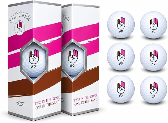 Shocker 69 Funny Golf Balls | Prank & Novelty Golf Accessories for Men Gag Gift Golfers Birthday Dad Pro Golf Glove Bag Cart Glove