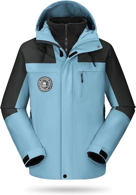 CAMELSPORTS Men's Mountain Ski Jacket 3 in 1 Waterproof Winter Jacket Warm Snow Jacket Hooded Rain Coat Windproof Winter Coat