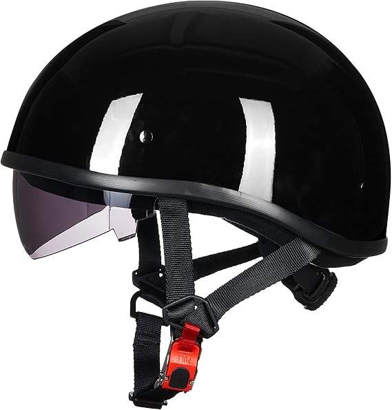 ILM Motorcycle Half Helmet with Sunshield Quick Release Strap Half Face Fit for Cruiser Scooter DOT Approved
