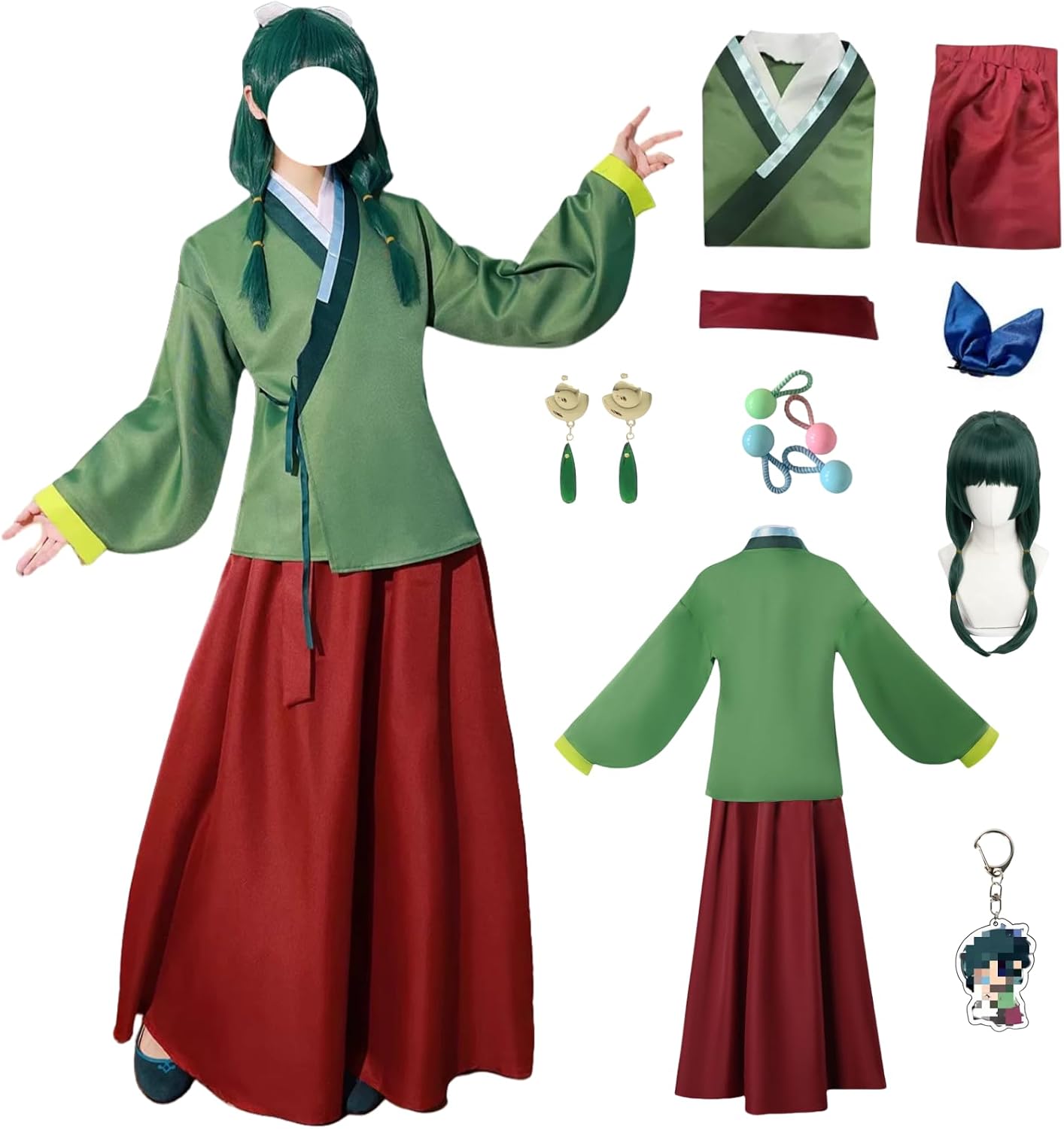 Maomao Cosplay Costume with Wig Apothecary Diaries Maomao Cosplay Kimono Uniform Halloween