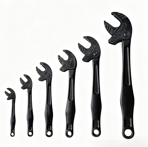 Adjustable Spanner & Ratchet Wrench, Self-Tightening Crab Claw 10-32mm, Universal Adjusting Wrench With 360° Rotating Jaw, Quick-Release Spanner For Plumbing, Gas & Automotive (black, 19-24mm)