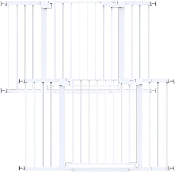 Cumbor 2 Pack 48" Wide Auto Close Baby Gate & Cumbor 2 Pack 51.5" Wide Dog Gate, Durable Child Gate for Stairs, Doorways, Easy Walk Thru Dog Gate for House for Doorways