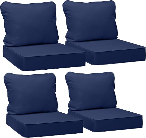 AAAAAcessories Outdoor Chair Cushions, 23.5 x 25.5 x 5 + 19 in, Set of 4