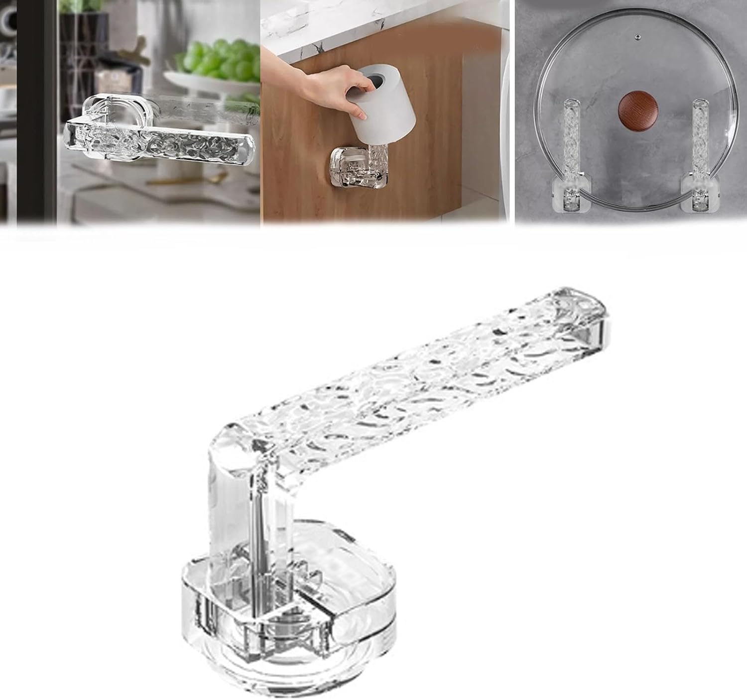Transparent multifunctional suction cup handle, no need to punch suction cup hook, suitable for bathroom, toilet, kitchen, glass door, mirror, etc.
