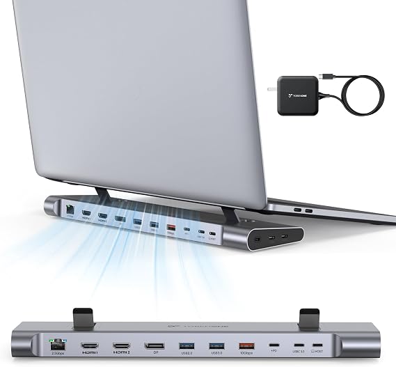 TobenONE Laptop Docking Station 3 Monitors,Triple 4K Display,10Gbps USB C/A