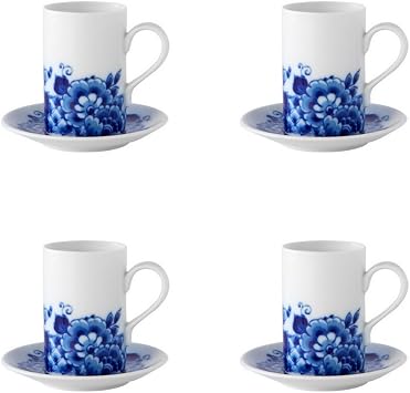 Vista Alegre Porcelain Blue Ming Set of 4 Coffee Cups and Saucers