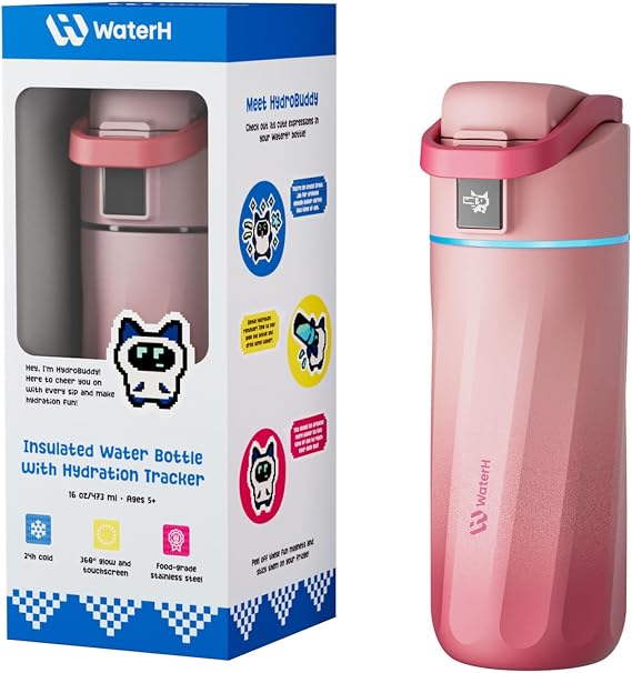 WATERH Boost Kids Smart Water Bottle with Reminder & Tracker, 473 ml