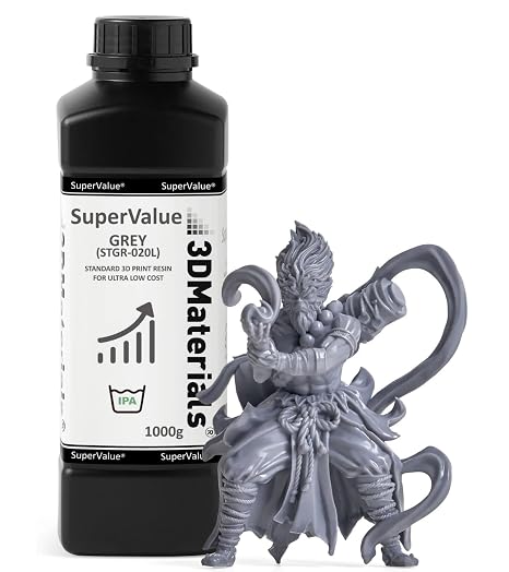 SuperValue 3D Printer Resin for Ultra Low Cost Printing, Made in Korea by 3DMaterials (1000g, Grey)