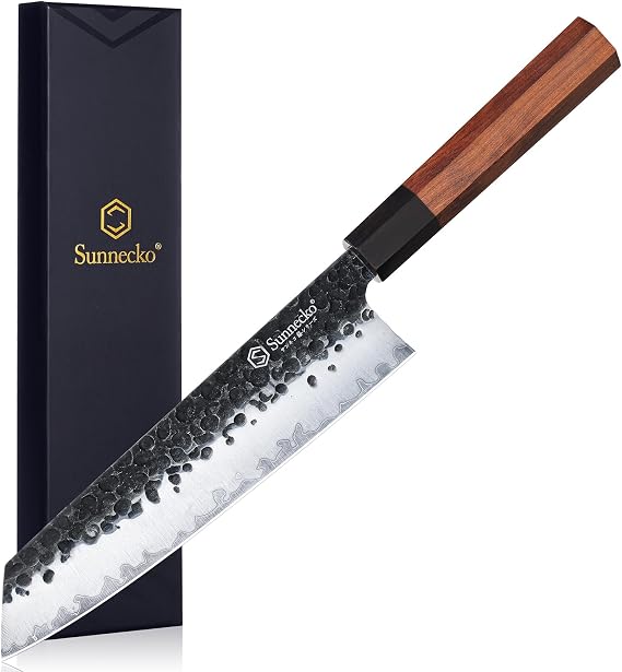 8 Inch Chef Knife Japanese Kitchen Knife Sharp,Gyuto Chefs Knife | High Carbon Steel, 3-Layered 9CR18MOV, Rosewood Handle, Gift Box