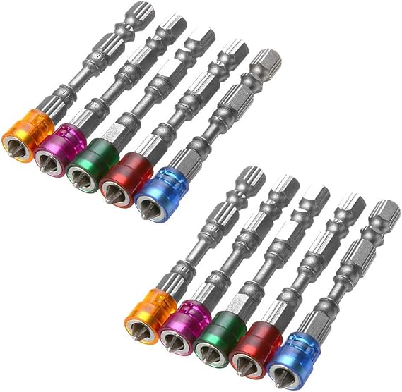 10Pcs PH2 Magnetic Phillips Screwdriver Bit Set 1/4 Inch Hex Shank Cross Screw Electric Power Drivers Bits, 65mm