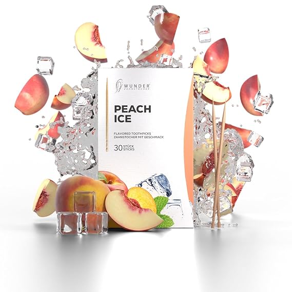Wonder Toothpick - Flavored Toothpicks - 30 Infused Toothpicks Single Pack - Fresh Breath On-the-Go - Peach/Ice