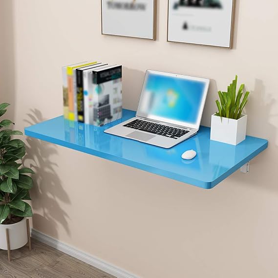 LUNEZY Wall Mounted Floating Folding Storage Table,Computer Desk,Heavy Duty Workbench,Sewing Table,Kitchen Dining Table,Bar Tables,Children Writing Desk,5 Colors,14 Sizes (blue,50x30cm/20