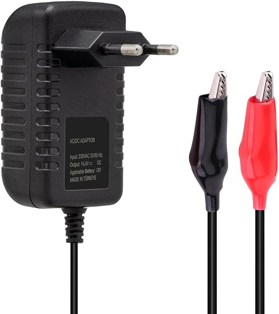12V 1 Amper Akü Şarj Cihazı 13.8V - 14.4V Jel Kuru Asitli Akülere Uygun 10 Amper ve Altında Aküler için Motor ve Motosiklet Uyumlu