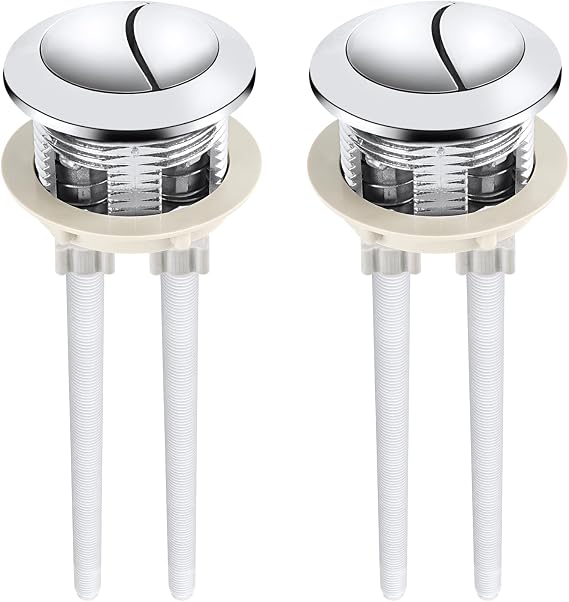 Toilet Push Button Flush Replacement, 2 Pack Dual Flush Toilet Push Button Round Head Toilet Flush Button Replacement Accessories for Bathroom Toilet Water Tank Repair