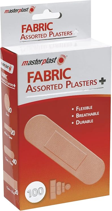 Masterplast Assorted Fabric Plasters, Flexible, Durable Pack of 100