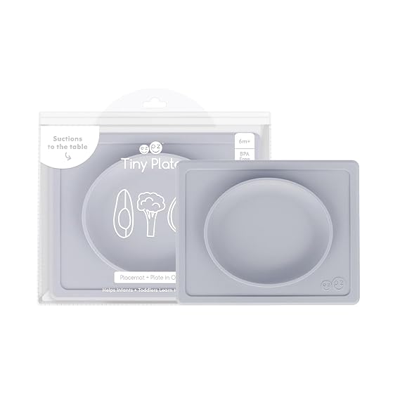 ezpz Tiny Plate (Pewter) - 6 Months+ Fits on Most Highchair Trays