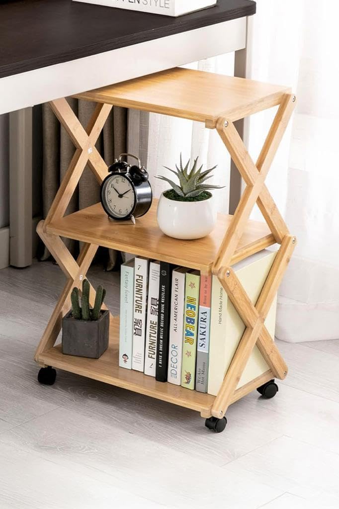 Digithome Bamboo 3 Shelves Wheelchair Organizer Rack Multi-Purpose Organizer DB-0023