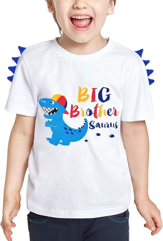 Dinosaur Big Brother Announcement T Shirt Sibling Outfits for Toddler Boys
