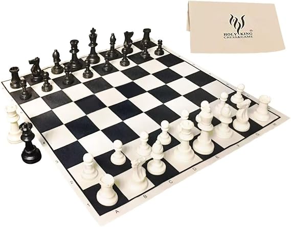 HOLYKING Portable Compact Travel Chess Set 15.7'' No-Wrinkle Fabric Chessboard, Rollup and Easy Carry, Lightweight Chess Game for Kids Adults Beginners