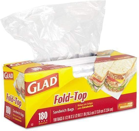 Glad Fold Top Sandwich Bags, Plastic Bags 180-Count