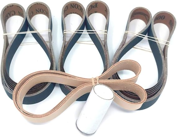 1X30 Knife Sharpening Belt Kit with Super Strop Leather Honing Belt & 15 Pack of Premium Quality Silicon Carbide Sharpening Sanding Belts 600, 800, 1000 Grit.