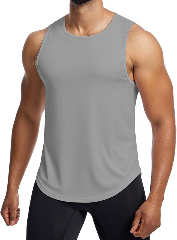 Men’s Mesh Workout Tank Tops Dry Sleeveless Fitness Tee Shirts | Running ,Muscle,Summer Fit Gym, Training T-Shirt ,Athletic ,Moisture Wicking Clothes ,Breathable Vest,Round Neck