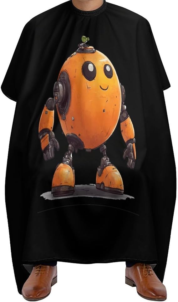Funny Orange Robot Hair Cutting Cape for Men Women Waterproof Salon Barber Capes Haircut Accessories