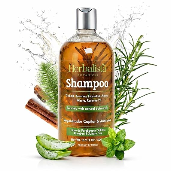 HERBALISTA Viral Botanical Shampoo 500ml (16.9 fl oz) Minoxidil-Inspired Herbal Blend with Rosemary, Cinnamon, Aloe & Mint Strengthening & Fuller-Looking Hair Formula