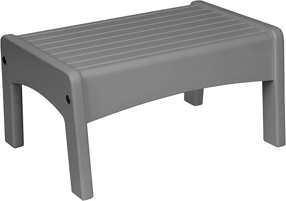 Wildkin Wooden Slatted Step Stool for Adults & Kids Skid-Proof, 14 x 9.5 x 7 in, Durable for Bathroom & Kitchen Use, Holds Up to 150 lbs - Gray
