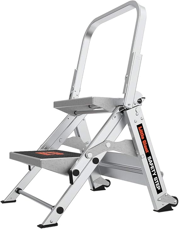 Little Giant Ladders, Safety Step, 2-Step, 2 foot, Step Stool, Aluminum, Type 1A, 300 lbs weight rating, (10210BA), Gray